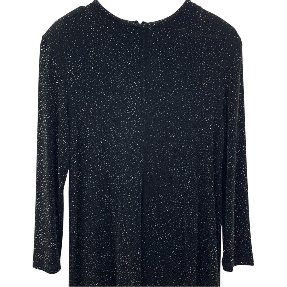 Leo Narducci Vintage Sparkle Long Sleeve Knee Length Cocktail Dress Black Size 8 - Picture 2 of 10